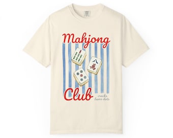 Camiseta del Club de Mahjong, Regalo para Amantes del Mahjong, Mahjong Americano, Camiseta para Noche de Chicas, Conjunto Preppy para Noche de Juegos, Camiseta para Club de Brunch, Camiseta Estilo Costero