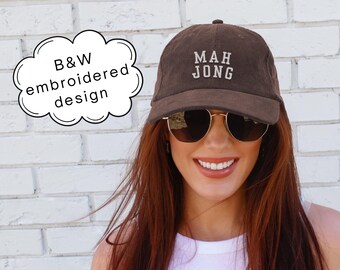 MAH JONG Corduroy Cap, Embroidered Mahjong Letters | Vintage Corduroy Baseball Hat