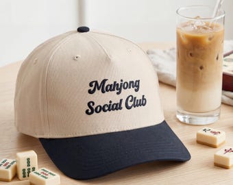 Gorra del Club Social de Mahjong, Gorra de Mahjong bordada para mujer, Gorra de béisbol informal, Lindo regalo de Mahjong para ella, Gorra para noche de juegos, Regalo para noche de chicas