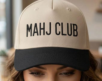 Gorra bordada del Club Mahjong, regalo de Mahjong, regalo de juego de mesa, regalo de cumpleaños de Mahjong, gorra para noche de juegos, noche de juegos para mujeres, equipo de Mahj