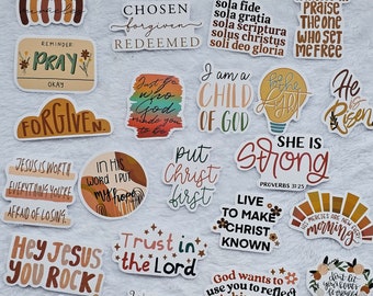 Retro Christian Sticker Christian Bible Verse Sticker Set Journal Sticker Encouragement Sticker Inspirational Scrapbook Sticker Water Bottle