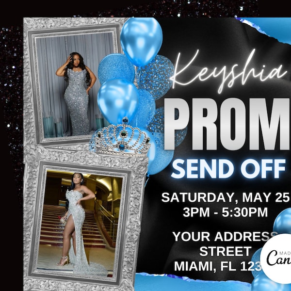 Prom Invitation, Prom Send Off Flyer, Prom Invitation Flyer, Prom Flyer, Prom Sale Flyer, Prom Party Invite, Editable Template in Canva