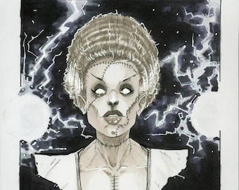 Bride of Frankenstein Art Print: Original Fine Art