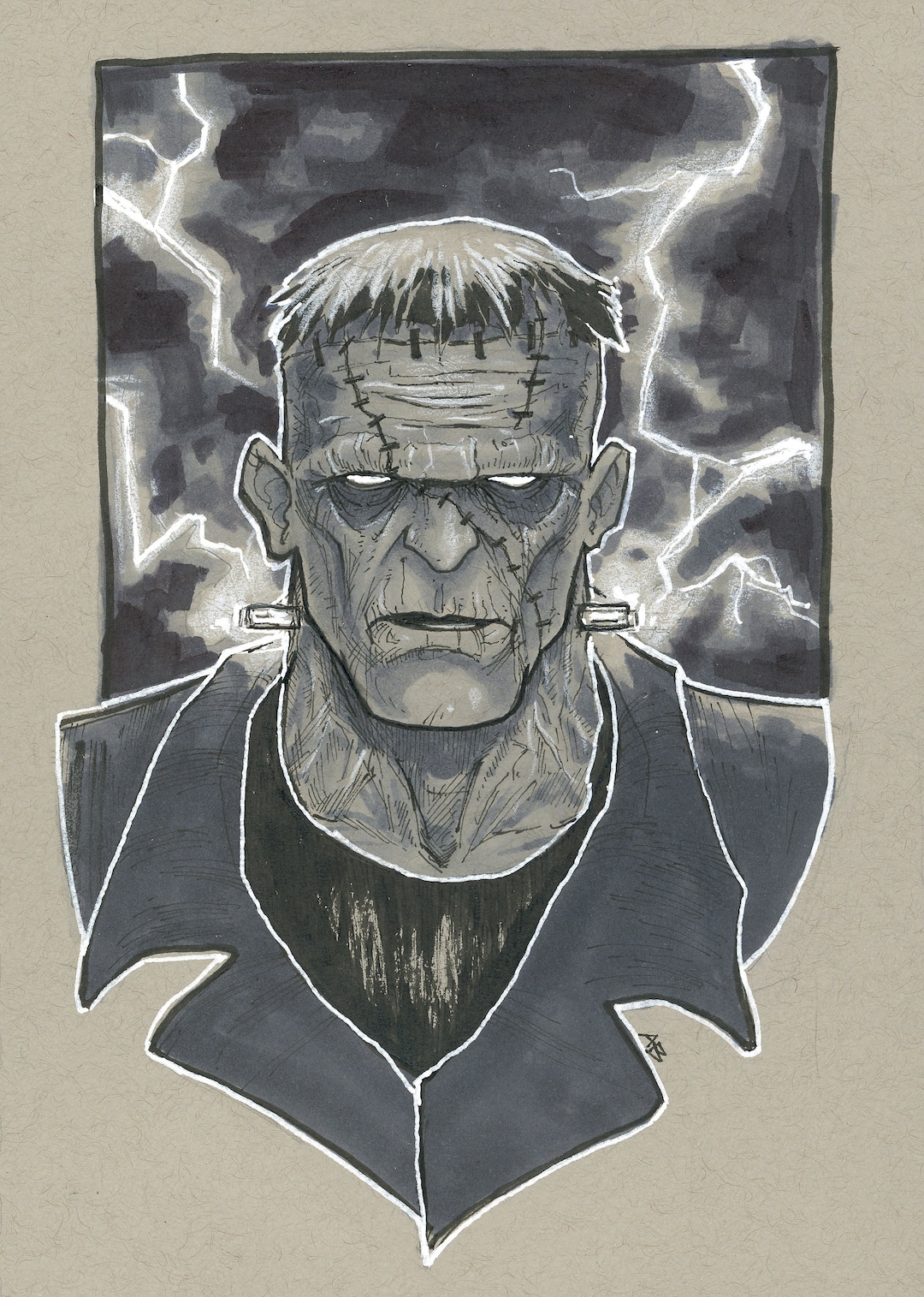 Frankenstein's Monster Fine Art Print: Original Illustration - Etsy