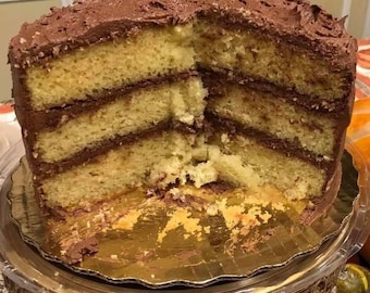 Aunt Rachel's Old fashioned yellow Cake with Chocolate Icing