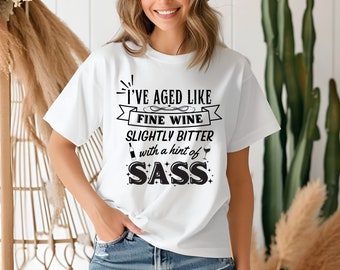 Ik ben ouder geworden als fijne wijn Unisex t-shirt, grappig wijnshirt, grappig verouderingsshirt, ouder verjaardagsshirt