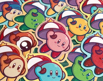 Floating Parasol Kirby, Die Cut Stickers