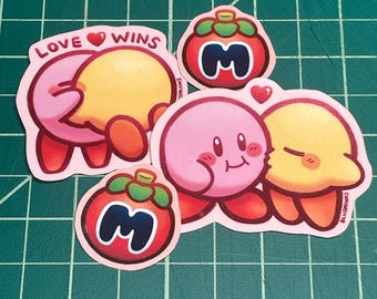 Love Wins, Smooching Kirbys, Die Cut Stickers