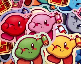 Kirby Spray Paint, 19 Colors, Die Cut Vinyl Stickers