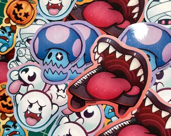 Halloween Mario Enemies, Die Cut Vinyl Stickers