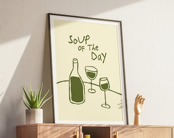 Funny Wine Poster | hand drawn wine prints wine decor for bar cart prints for kitchen wall funny wine signs art for kitchen | Physical Print