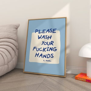 Wash Your Hands Sign | washing your hands guest bathroom wall art funny bathroom signs please wash hands bathroom decor | physical print image 1