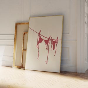 Imprimé bikini | art mural de cow-girl côtière estampes françaises pour salle de bain affiche française d'été sans fin art mural bikini pour dortoir | Impression physique