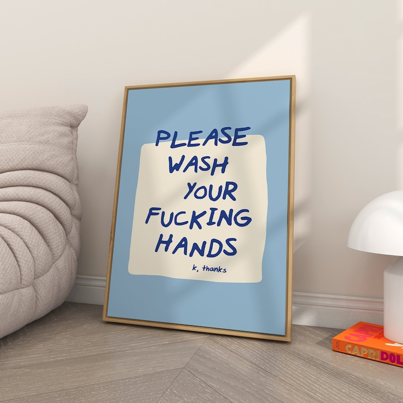 Wash Your Hands Sign | washing your hands guest bathroom wall art funny bathroom signs please wash hands bathroom decor | physical print image 1