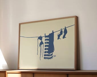Horizontal Bikini Print | coastal cowgirl wall art french prints for bathroom beachy prints for bedroom | Physical Print