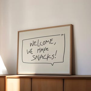 Grappige welkomstprint | horizontale hal wordt afgedrukt zwart-wit halverwege de eeuw modern grappig gezegde wordt afgedrukt eetkamerkunst | Fysieke afdruk