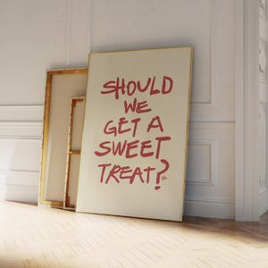 Grappige keukenmuurkunst | rode eetkamerinrichting voor keukenborden grappige appartementafdrukken paar kunst zoete traktatie dessertkunst |  Fysieke afdruk