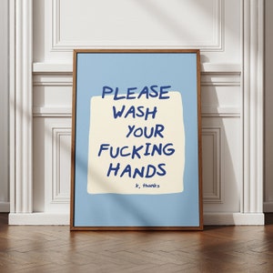 Wash Your Hands Sign | washing your hands guest bathroom wall art funny bathroom signs please wash hands bathroom decor | physical print image 6