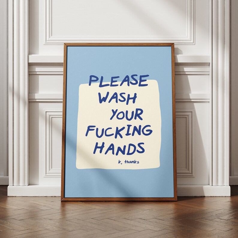 Wash Your Hands Sign | washing your hands guest bathroom wall art funny bathroom signs please wash hands bathroom decor | physical print image 6
