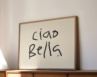 Ciao Bella Print | italy prints typography wall art mid century modern wall art italian prints horizontal entryway poster | Physical Print
