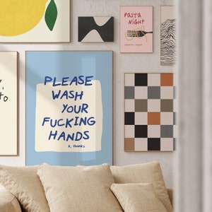 Wash Your Hands Sign | washing your hands guest bathroom wall art funny bathroom signs please wash hands bathroom decor | physical print image 3