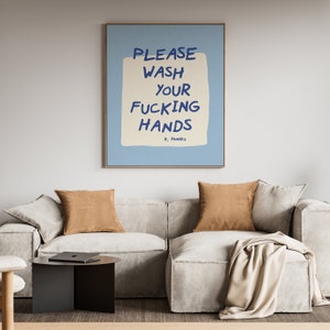Wash Your Hands Sign | washing your hands guest bathroom wall art funny bathroom signs please wash hands bathroom decor | physical print image 2