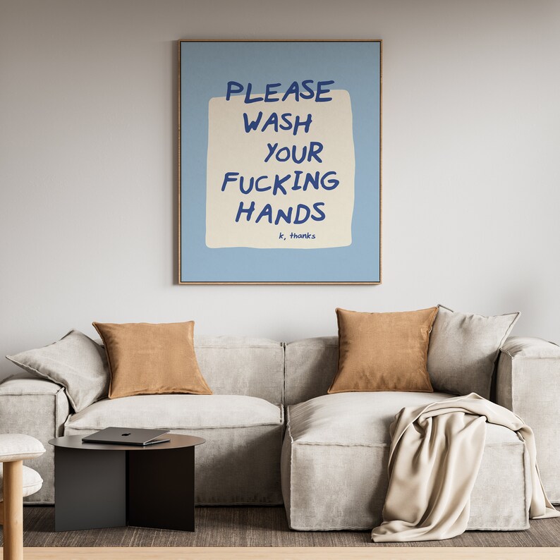 Wash Your Hands Sign | washing your hands guest bathroom wall art funny bathroom signs please wash hands bathroom decor | physical print image 2