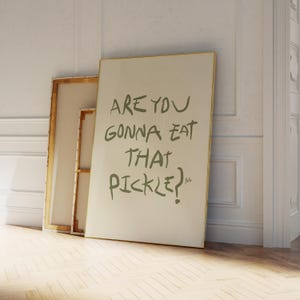 Grappige augurk muurkunst | trendy typografie kunst augurk minnaar cadeau handgetekende print grappige eetkamer borden moderne esthetiek | Fysieke afdruk