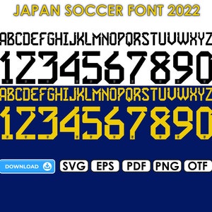 Font vector jersey Japan 2022, football shirt font font, coat of arms eps | pdf| png| svg, Font Japanese OTF cricut