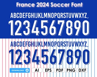 NUEVO vector de fuente Jersey France European Championship 2024, fuente de camiseta de fútbol, escudo de armas eps | pdf| png, fuente Euro 24 Francia