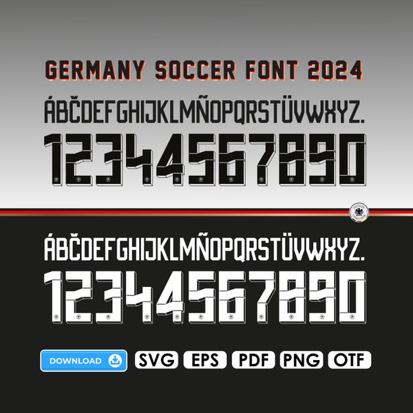 NEUE Schriftart Vektor Jersey Deutschland Europameisterschaft 2024, Fußball Trikot Font, Wappen eps | otf | png, Font Euro 2024 Cricut