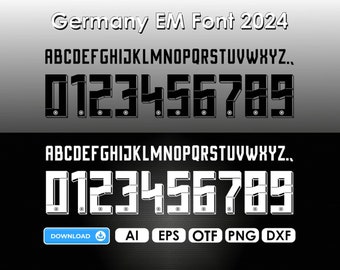 NEUE Schriftart Vektor Jersey Deutschland Europameisterschaft 2024, Fußball Shirt Schriftart Font, Wappen  eps | oft | png, Font Euro 2024