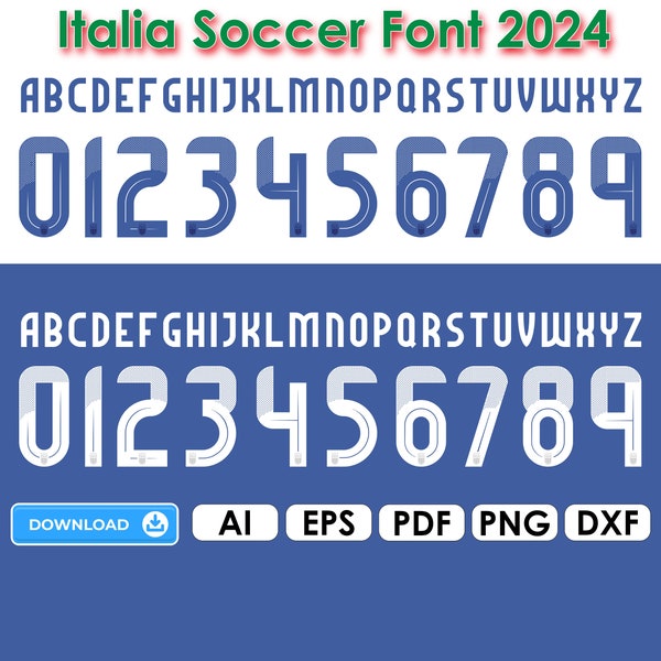 NEUE Schriftart Vektor Jersey Italia Europameisterschaft 2024, Fußball Shirt Schriftart Font, Wappen eps | pdf| png, Font Euro 2024 Italien