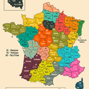 NEW EDITION French Departments - Limited Edition Giclée Print in standard A sizes (A1, A2, A3 and A4) - unframed