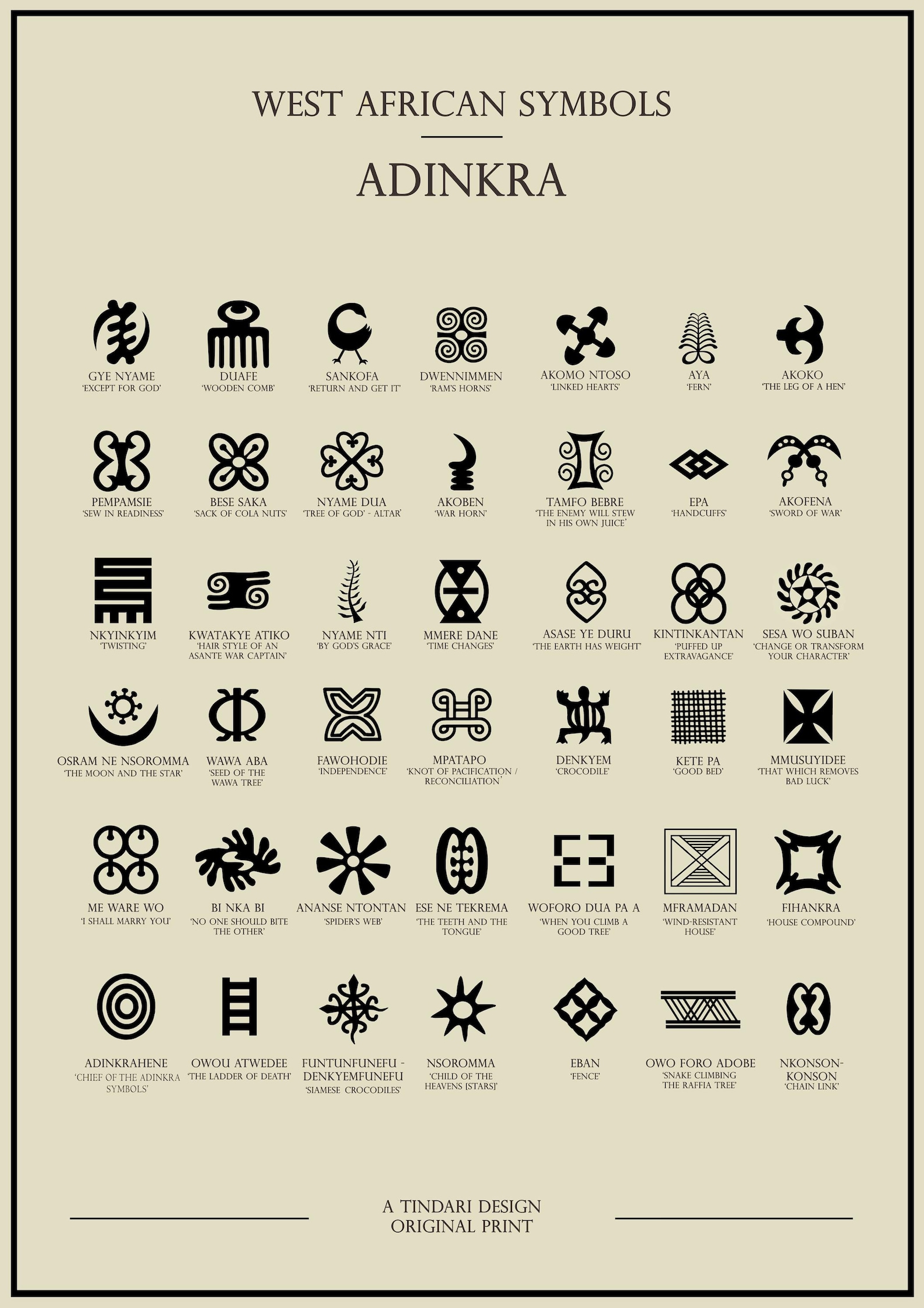 West African Adinkra Symbols - Printable Artwork. Standard File Sizes ...