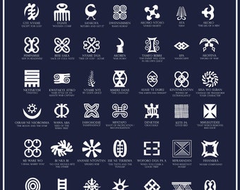 West African Adinkra Symbols - Limited Edition Giclée Print in various sizes and finishes (A1 to A4), unframed. Matte or Lustre paper.