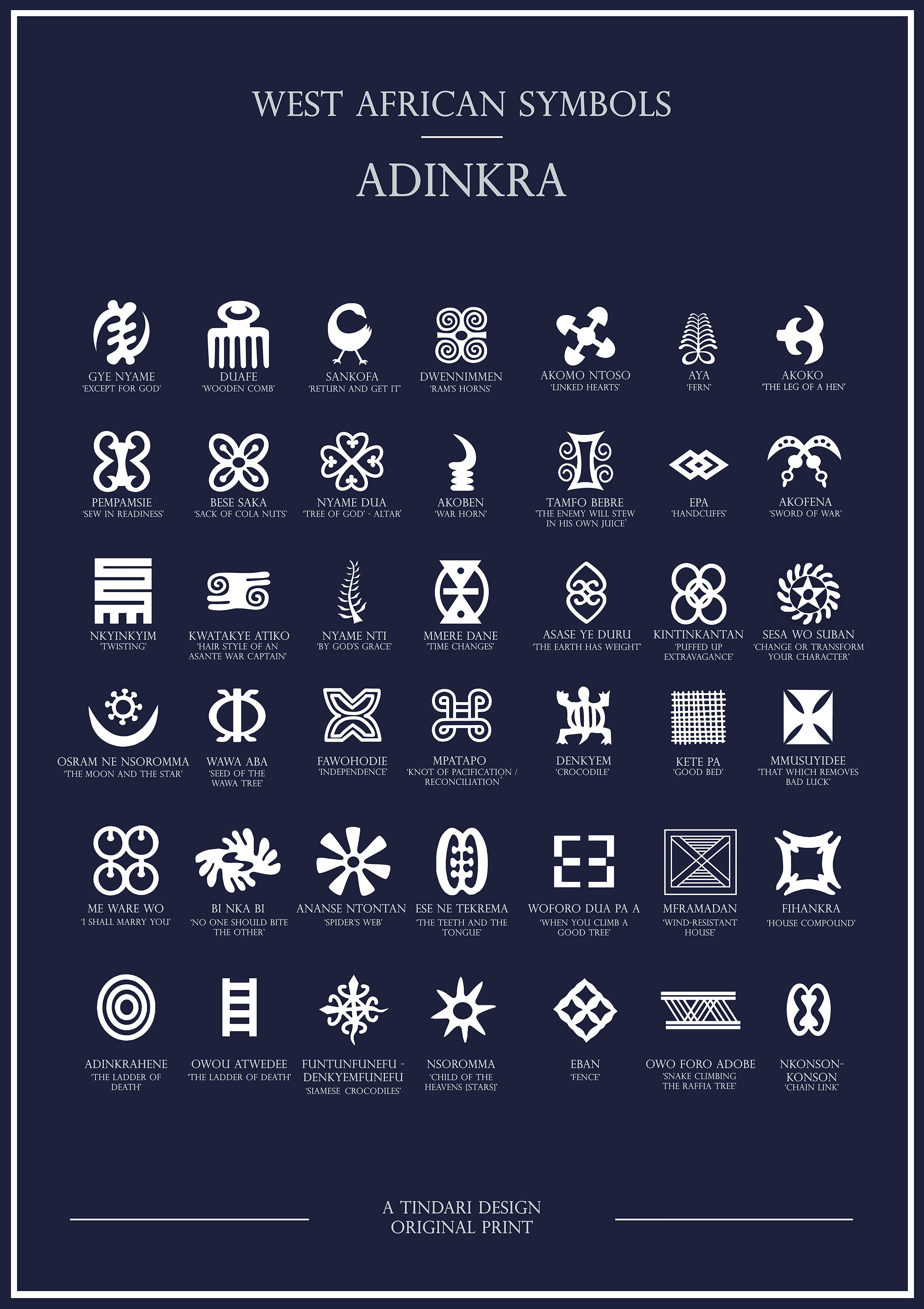West African Adinkra Symbols - Giclée Print in Various Sizes and