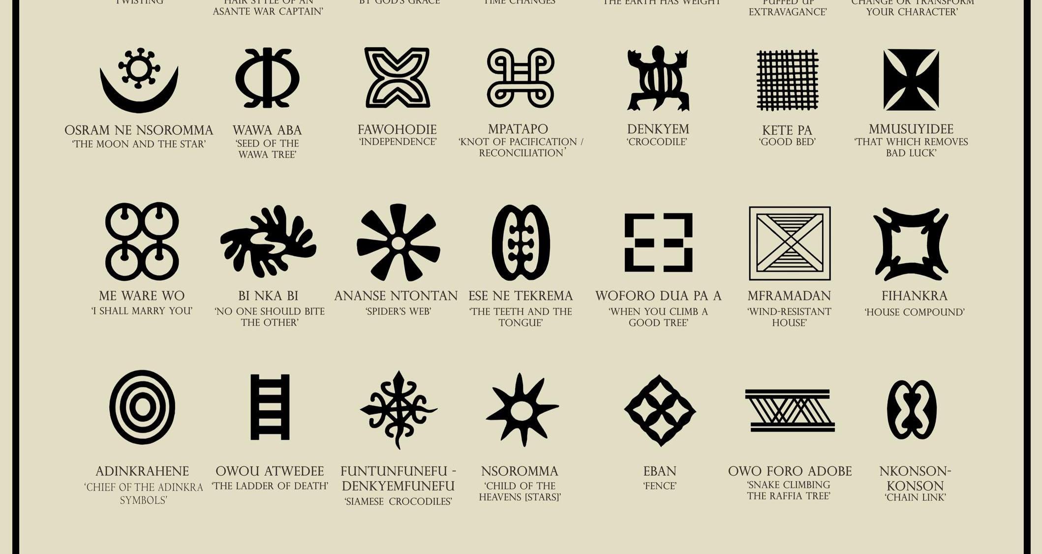 West African Adinkra Symbols - Printable Artwork. Standard File Sizes ...