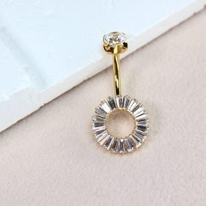Gold Belly Button Ring, 14G Titanium Internally Threaded CZ Belly Ring, Navel Piercing, Minimalist Body Jewelry