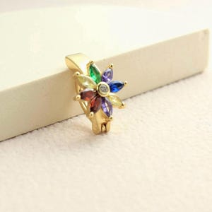 Gold Belly Clicker Ring, 14G Floral Belly Button Piercing Jewelry, Colorful Floral Body Jewelry, Minimalist Gold Navel Bar Piercing Jewelry