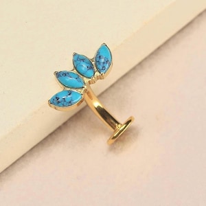14G Titan Bauchnabel Ring, Naturstein Threadless Push In Bauch Ring Piercing, Floating Nabel Ring Schmuck