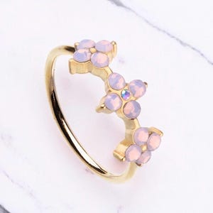 20g Pink Opal Flower Decor Bendable Nose Ring. Cute Gold Nose Ring Jewelry. Nose piercing. Nose jewelry.