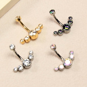 Titan Bauchnabel Ring, 14G funkelnder Edelstein Bauch Ring, Nabel Piercing Schmuck, Körperschmuck, gebogene Nabel Bar, Titan Schmuck
