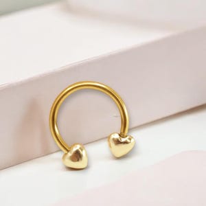 16G Heart Horseshoe Septum Ring, Gold Heart Septum Ring Piercing, Minimalist 10mm Septum Horseshoe Ring Jewelry, Nose Piercing  Body Jewelry