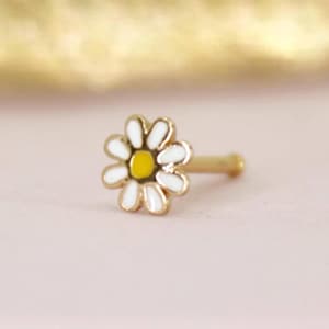 20g Daisy Flower Nose Stud, Floral Decor Nose Bone Stud Jewelry, Ball End Nose Piercing Stud, Thin Nose Stud  hypoallergenic Jewelry