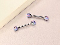 14G Titanium Nipple Barbell, Blurple Opal Ball End Nipple Ring Piercing, Pair of Purple Nipple Sheild Body Jewelry, Minimalist Jewelry