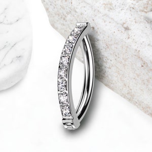 NEU • Titan Bauch Clicker Ring, Zierliche Minimal Style Bauch Piercing Clicker Ring Schmuck - Silber