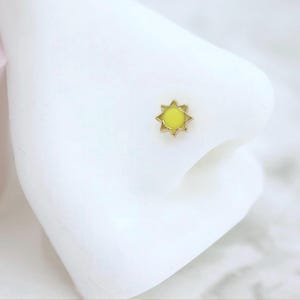 20g Nose Stud, Yellow Sun Top Nose Piercing Ball End Stud, 8mm Nose Bone Stud, Thin Nose Bone Stud, Gold Nose  Piercing Body Jewelry.