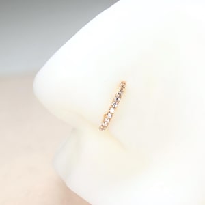 Rose Gold Nose Hoop Ring, 20g Dainty Nose Clicker Ring Stud, Nose Piercing Jewelry, Sparkling Gem Nose Hoop Ring, Cartilage Hoop Ring