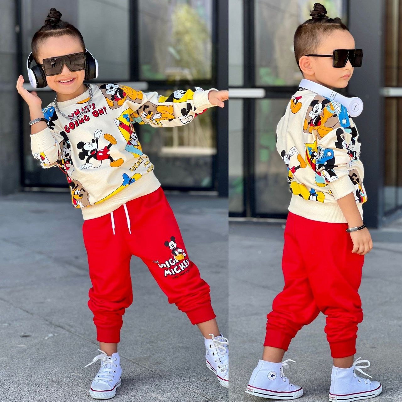 Boys Mickey Friends Summer Outfit Set with Cap – Soft Cotton Baby Wear (3-Piece) main image 1